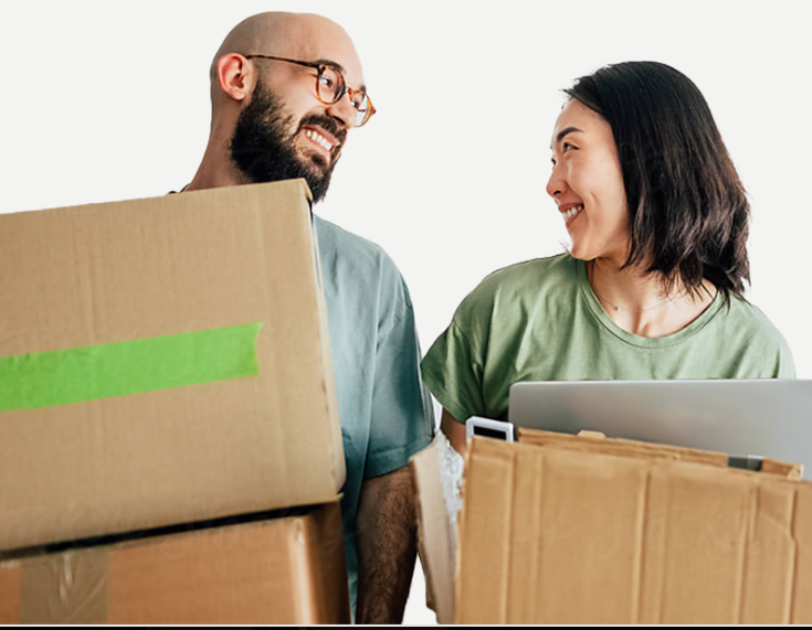 two people recycling